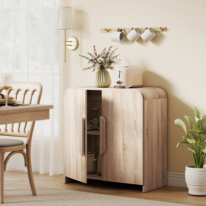 31.5" Sideboard Buffet Cabinet with Soft-Close Door - Natural Wood