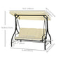 Convertible Patio Swing Bed with Canopy and Cushions, 3 Seater Porch Swing for Outdoor, Backyard, Garden, Beige