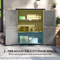 Outdoor Storage Cabinet, Wood Garden Shed with Steel Frame, Asphalt Roof, 2 Shelves and Lockable Doors, Grey