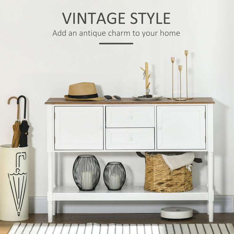 Vintage Console Table with 2 Drawers - White
