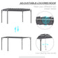 12.8' x 9.7' Louvered Pergola with Retractable Roof, Metal Pergola for Lawn Garden Patio, Grey