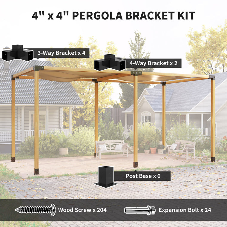 12-Piece Pergola Bracket Kit with 3-Way & 4-Way Corners