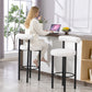 Bar Stools Set of 2, Sherpa Upholstered Barstools with Backrest, Bar Height Stools with Footrest for Kitchen Island