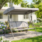 3-Seater Swing Chair Covered Garden Hammock A-Frame Outdoor Porch Glider Sling Seat with Adjustable Canopy Cover, Grey