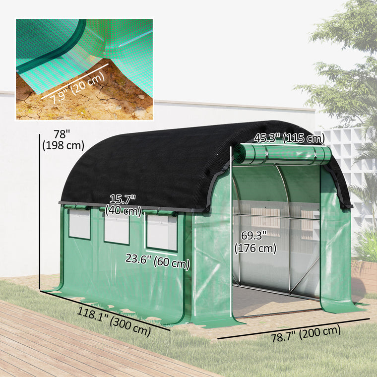 Walk-In Tunnel Greenhouse with Sunshade Net & Mesh Sidewalls