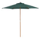 8FT Wood Market Umbrella Patio Umbrella Round Garden Parasol Canopy with Bamboo Ribs and Top Vent, Dark Green