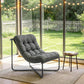 Outdoor Patio Chair, Comfy Sling Lounge Chair with Cushion, Breathable Wide Seat, Steel Frame, Dark Grey