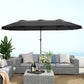 13ft Double-Sided Patio Umbrella with Crank Handle, for Poolside, Deck, Garden, Dark Grey