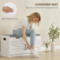Shoe Storage Bench, Entryway Bench with 2-Tier Cabinet, Flip-Top Storage, Padded Cushion for Hallway, White