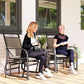 Outdoor Glider Bench with Coffee Table, Patio 2-Seat Rocking Chair Swing Loveseat with Breathable Sling for Backyard Garden Porch, Black
