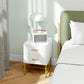 2 Pieces Nightstands with Storage, Modern Bedside Tables with 2 Fluted Drawers and Gold Legs for Bedroom, White