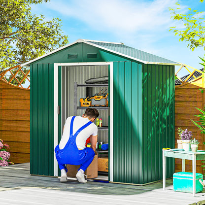 6.5' x 3.5' Storage Shed with Double Sliding Doors and Vents