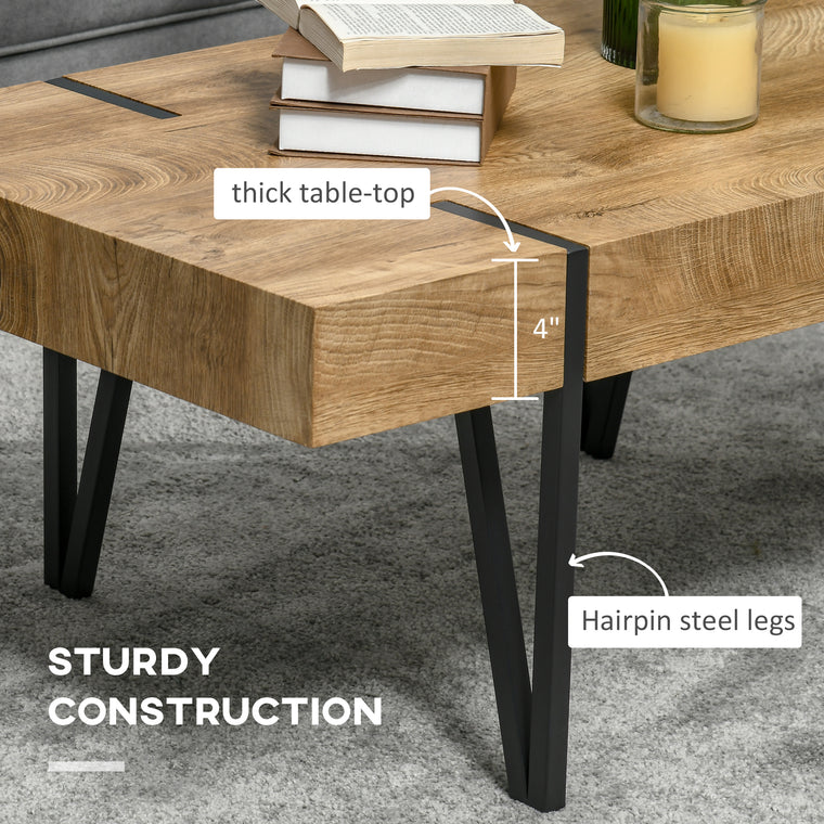 Rustic Coffee Table with Steel Hairpin Legs