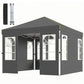 9.6 x 9.6 ft Pop Up Canopy Tent with 4 Sidewalls, UPF 50+ 1-Button Push Easy Setup Outdoor Instant Canopy, Dark Grey