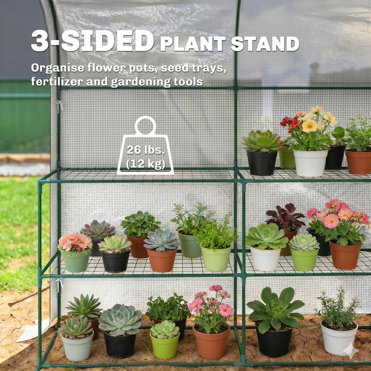 123 x 187 x 189 cm Walk-In Mini Greenhouse with Shelves