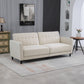 Convertible Tufted Sofa Bed with Adjustable Back - Beige