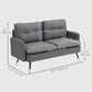 55" Loveseat Sofa, Linen Love Seat w/ S spring, Steel Legs and Button Tufting, Small Couch for Living Room, Dark Grey