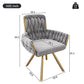 Set of 6 Velvet Dining Chairs with Upholstered Ergonomic Seats, Industrial-Chic Swivel Chairs with Metal Legs, 25'' L x 25'' W x 34'' H, Gold+Gray
