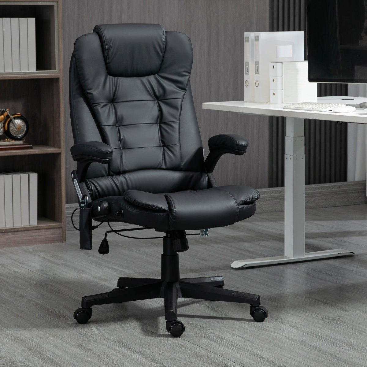 Executive Heated Massage Office Chair, Reclining - Black