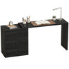 L-Shaped Computer Desk with 3 Drawers - Black Wood Grain