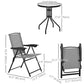 Folding Outdoor Bistro Set, Patio Table and Chairs with Reclining Backrest and Round Dining Table, Grey