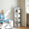 360° Rotating Bookcase, 4 Tier Bookshelf with 16 Cubbies for Small Space, Living Room, Bedroom, Study, White Wood Grain