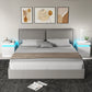 Nightstand Set of 2, End Side Tables with LED Lights, Bedside Tables with 2 Drawers, for Bedroom, White