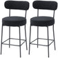 Set of 2 Barstools, Upholstered Bar Stools with Backrest, Footrest for Kitchen Island, Dining Room, Black