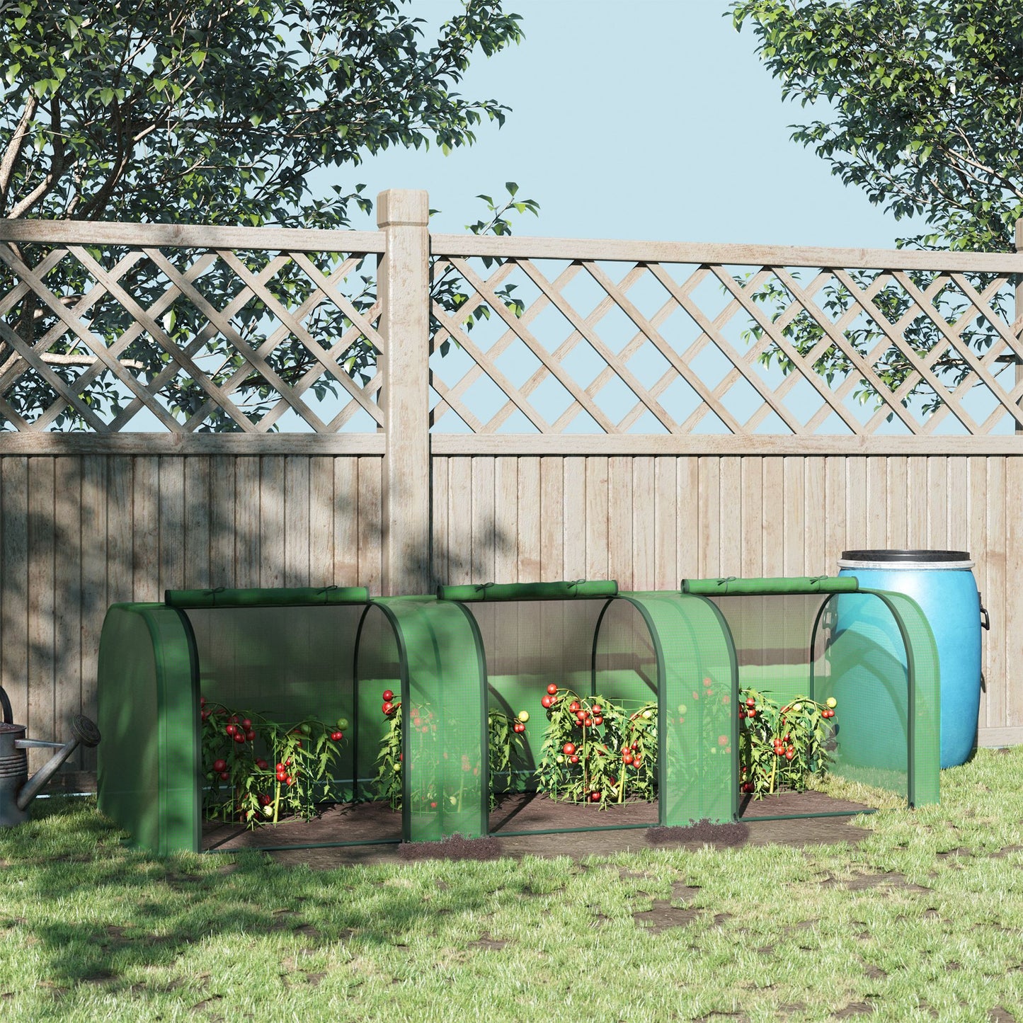 9.7' x 3.3' x 2.5' Mini Tunnel Greenhouse with PE Cover Garden Green Grow Shed with Steel Frame Zipped Doors, Dark Green
