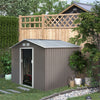 9'x6.3'Garden Storage Outdoor Shed w/ Floor Foundation Outdoor Yard Metal Tool Storage House Grey White