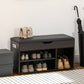 Shoe Storage Bench with Padded Cushion - Black
