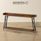 71" Extra Long Console Table with Storage Shelf and Guardrails, Industrial Entryway Table for Living Room, Rustic Brown