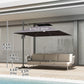 8' Cantilever Patio Umbrella with LED Lights, 360°Rotation, Tilt & Height Adjustment, Crank, Cross Base, Dark Grey
