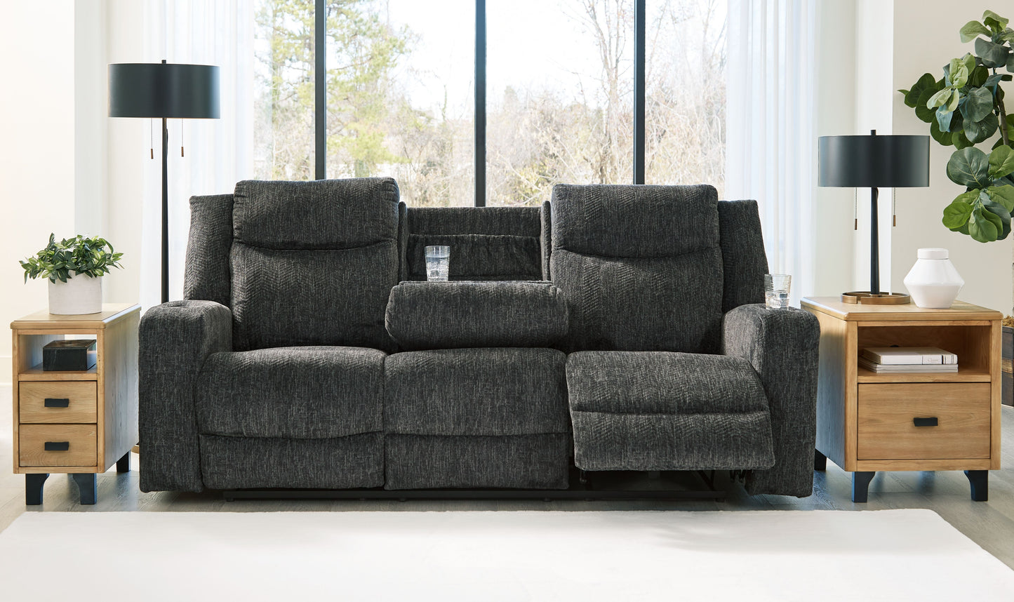 Martinglenn - Ebony - Power Reclining Sofa - Fabric