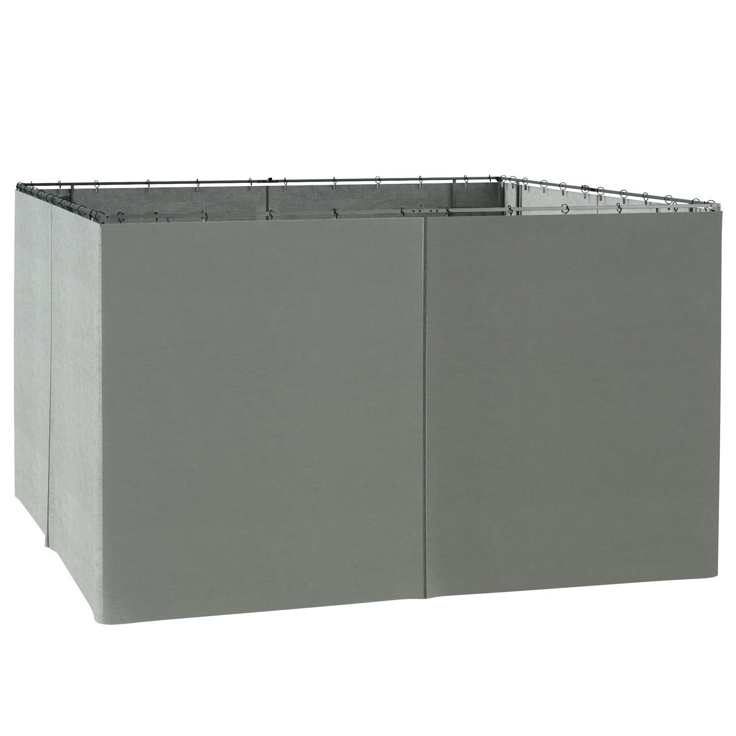 Gazebo Curtains, 10' x 12' Universal Replacement Privacy Curtain, 4-Panels Sidewall with Hooks/C-Rings, Dark Grey