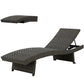 Rattan Folding Outdoor Lounger Chair Recliner with 5-Level Adjustable Backrest, Wheels for Garden, Patio, Mixed Brown