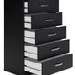 Finch - Black - Five Drawer Chest - 46" Height