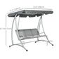 3 Person Patio Swing Seats with Adjustable Canopy Outdoor Swing Chair Bench for Garden, Poolside, Dark Grey