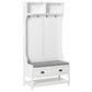 Coat Rack Shoe Bench, Hall Tree with Bench and Shoe Storage, Entryway Bench with 4 Hooks, 2 Drawers, 2 Shelves, White