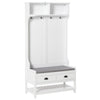 Coat Rack Shoe Bench, Hall Tree with Bench and Shoe Storage, Entryway Bench with 4 Hooks, 2 Drawers, 2 Shelves, White