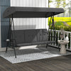 3-Seat Outdoor Porch Swing Patio Swing with Adjustable Canopy, Side Tray, Removable Cushion for Garden, Poolside, Grey