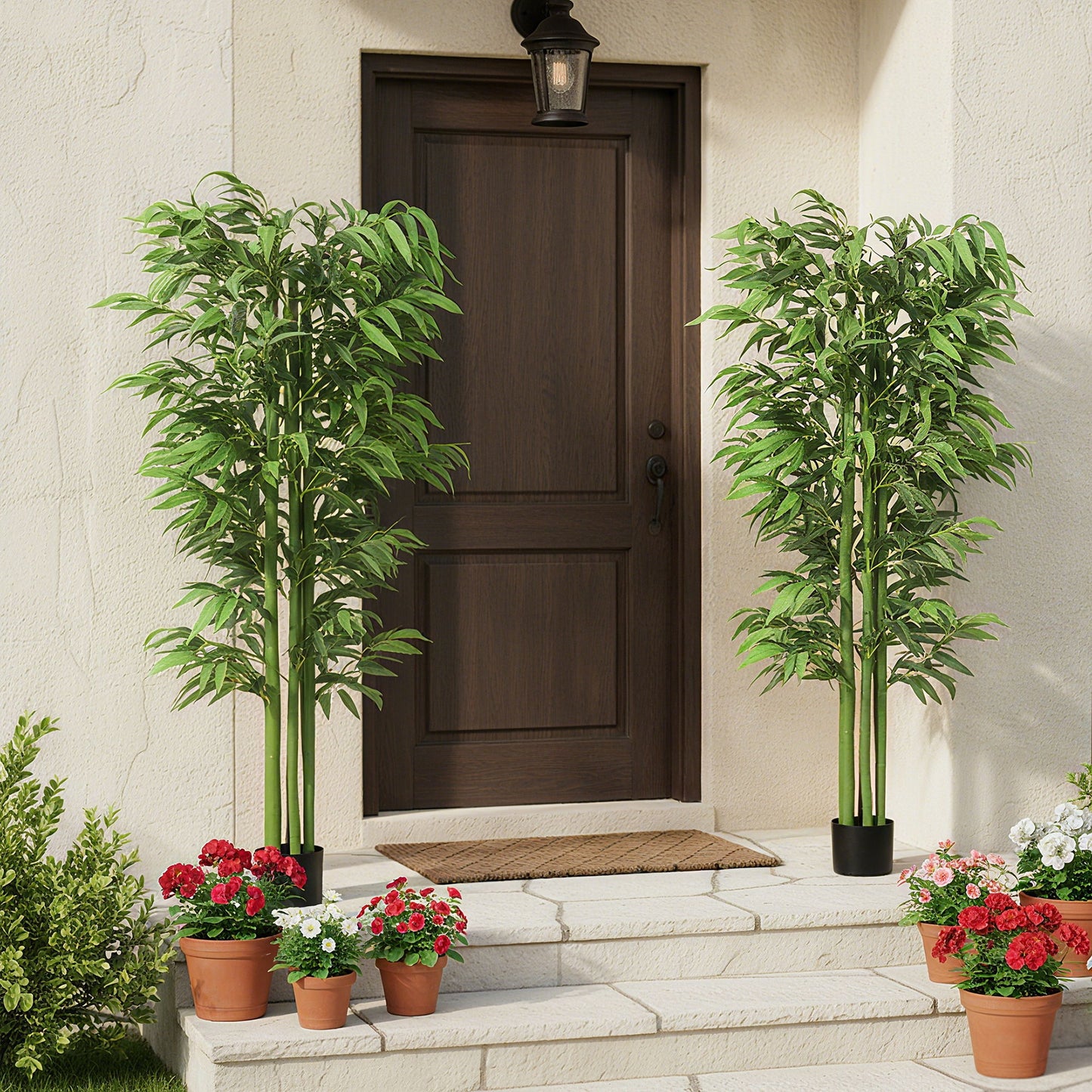 6FT Artificial Bamboo Trees Set of 2, Fake Plants with Nursery Pot for Indoor Decor