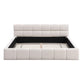 Queen-Size Chenille Upholstered Bed with Checkerboard Headboard, Durable Bed Frame for Homes and Families, 88'' L x 67.5'' W x 24'' H, Beige