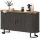55" Fluted Sideboard with Sliding Doors - Black