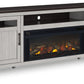 Darborn - Gray / Brown - 88" TV Stand With Electric Infrared Fireplace Insert