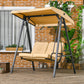 2-Seater Outdoor Porch Swing with Adjustable Canopy, Patio Swing Chair for Garden, Poolside, Backyard, Beige