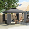 10 x 10 FT Canopy Gazebo, Double Roof Patio Gazebo with Screen Panels and Metal Frame for Deck, Backyard, Dark Grey