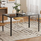 Rectangular Kitchen Table for 4 People, Dining Table with Tabletop Tempered Glass for Dining Room, Living Room, Black