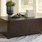 Breckington - Cocktail Table With Storage - Dark Brown