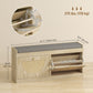 Shoe Bench with Flip Doors, Seat Cushion, Adjustable Shelves for 8 Pairs, Boho Entryway Bench for Bedroom, Natural Wood